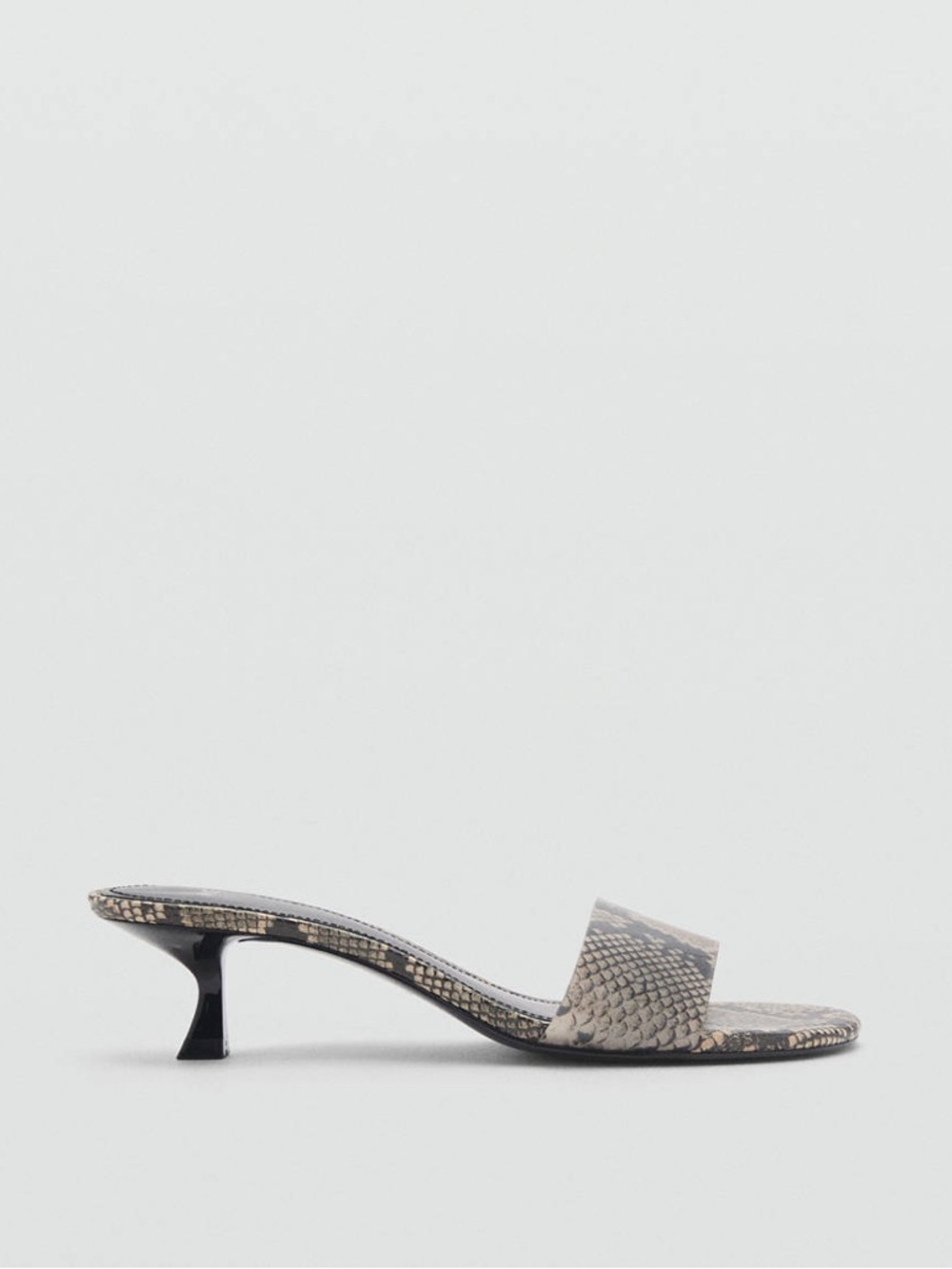 MANGO Animal Print Kitten Heel Slide Sandals –Beige Snake Print US 9 Euro 40